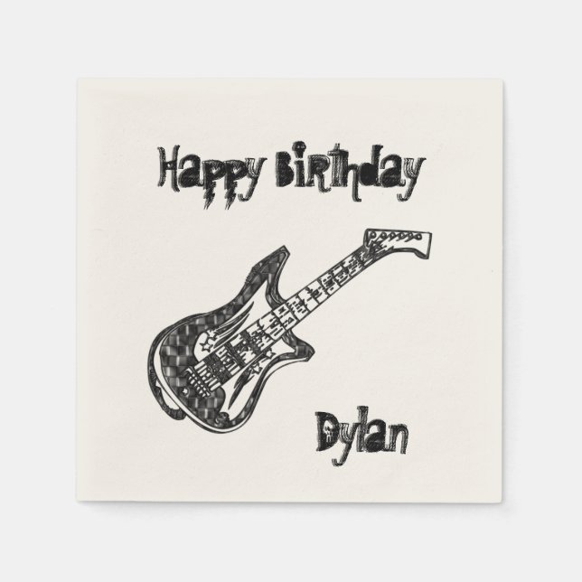 Serviette En Papier Anniversaire de la guitare électrique (Devant)