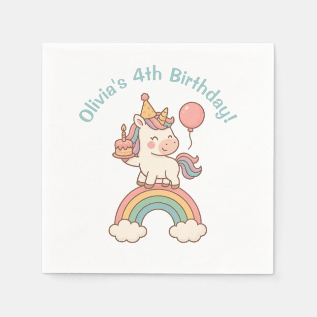Serviette En Papier Anniversaire de la licorne (Devant)