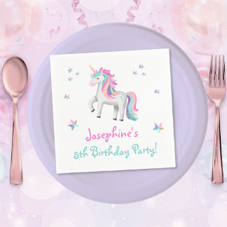 Serviette En Papier Anniversaire de la licorne magique pour enfants