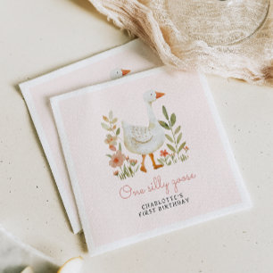 Serviette En Papier Anniversaire de la Oie Silly Rose