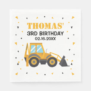 Serviette En Papier  Anniversaire de la pelle de construction