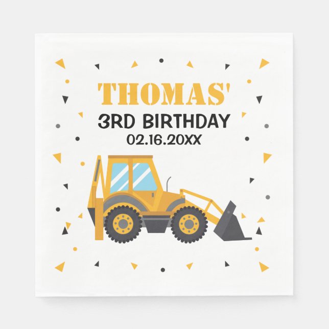 Serviette En Papier Anniversaire de la pelle de construction (Devant)