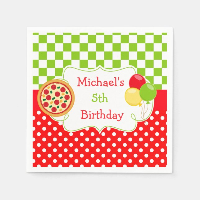 Serviette En Papier Anniversaire de la Pizza (Devant)