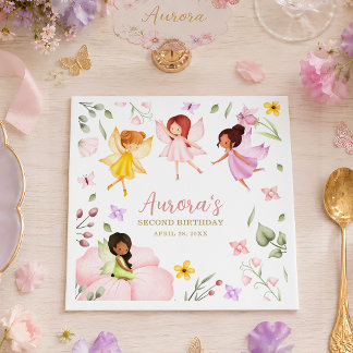 Serviette En Papier Anniversaire de la Princesse Fée Magique du Jardin