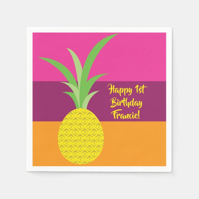 Serviette En Papier Anniversaire de l'ananas mignonne fête de l'enfant (Devant)
