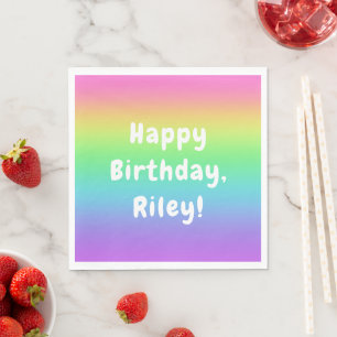 Serviette En Papier Anniversaire de l'arc-en-ciel personnalisé