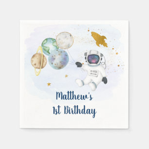 Serviette En Papier Anniversaire de l'Astronaut Blue Gold