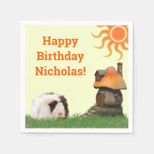 Serviette En Papier Anniversaire de l'enfant Guinée Cochon Champignon 