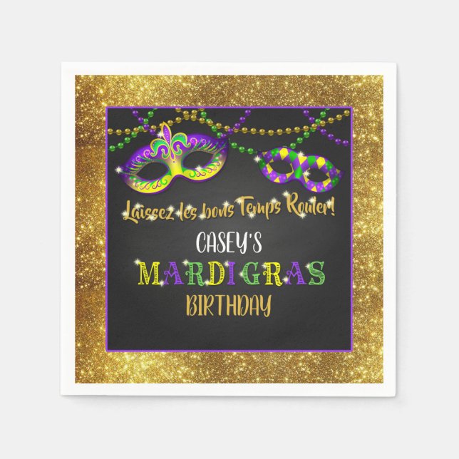 Serviette En Papier Anniversaire de Mardi Gras (Devant)