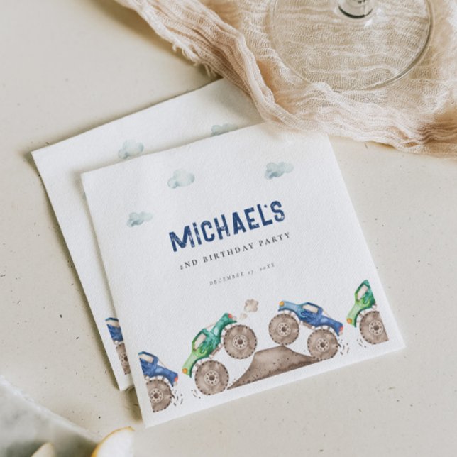 Serviette En Papier Anniversaire de Monster Truck Bash (Créateur téléchargé)