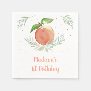 Serviette En Papier Anniversaire de Peach Gold Floral