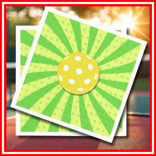Serviette En Papier Anniversaire de Pickleball Vert Rayures RÉTRO Spor