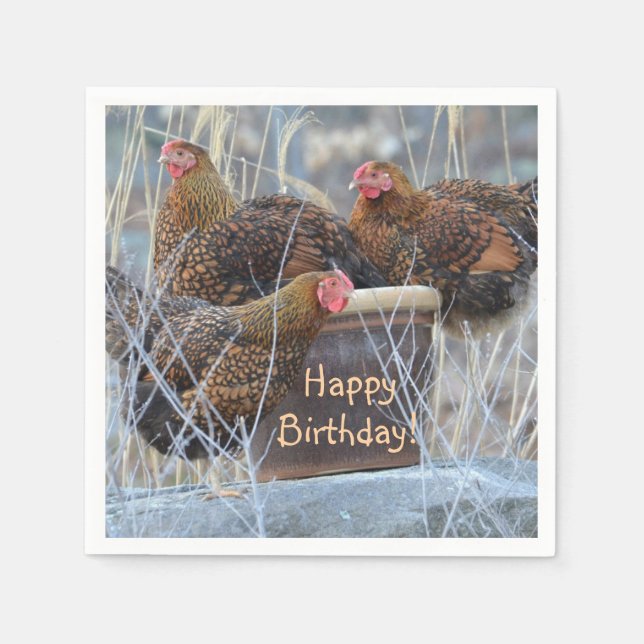 Serviette En Papier Anniversaire de poulets soyeux (Devant)