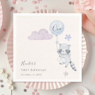 Serviette En Papier Anniversaire de premier anniversaire de Raton lave