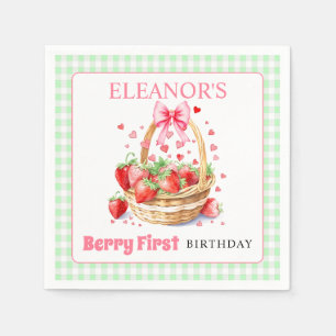 Serviette En Papier Anniversaire de première année aux fraises à la me