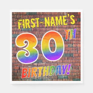 Serviette En Papier ANNIVERSAIRE de regard d'arc-en-ciel de graffiti