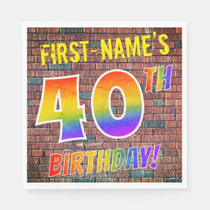 Serviette En Papier ANNIVERSAIRE de regard d'arc-en-ciel de graffiti
