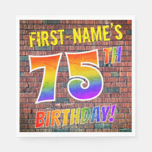 Serviette En Papier ANNIVERSAIRE de regard d'arc-en-ciel de graffiti