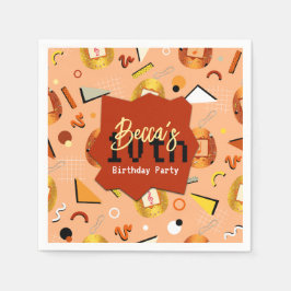Serviette En Papier Anniversaire de Retro Orange Tamagotchi