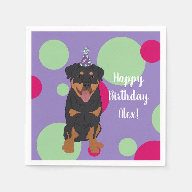 Serviette En Papier Anniversaire de Rottweiler personnalisable (Devant)