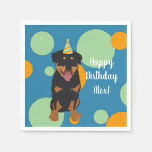 Serviette En Papier Anniversaire de Rottweiler personnalisable