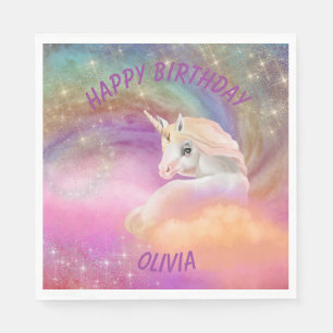 Serviette En Papier Anniversaire de Sparkly Rainbow Universe