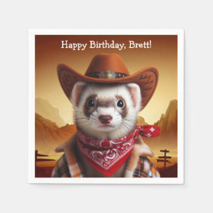 Serviette En Papier Anniversaire de style western drôle de furet de co