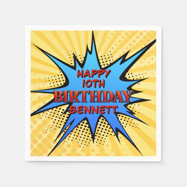 Serviette En Papier Anniversaire de Superhero (Devant)