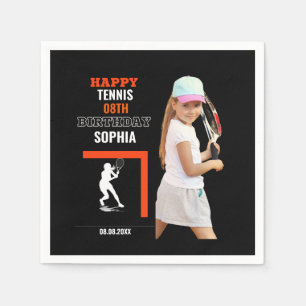Serviette En Papier Anniversaire de Tennis, Joueuse de Tennis Fille