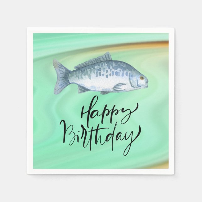 Serviette En Papier Anniversaire des amoureux de la pêche avec l'aquar (Devant)