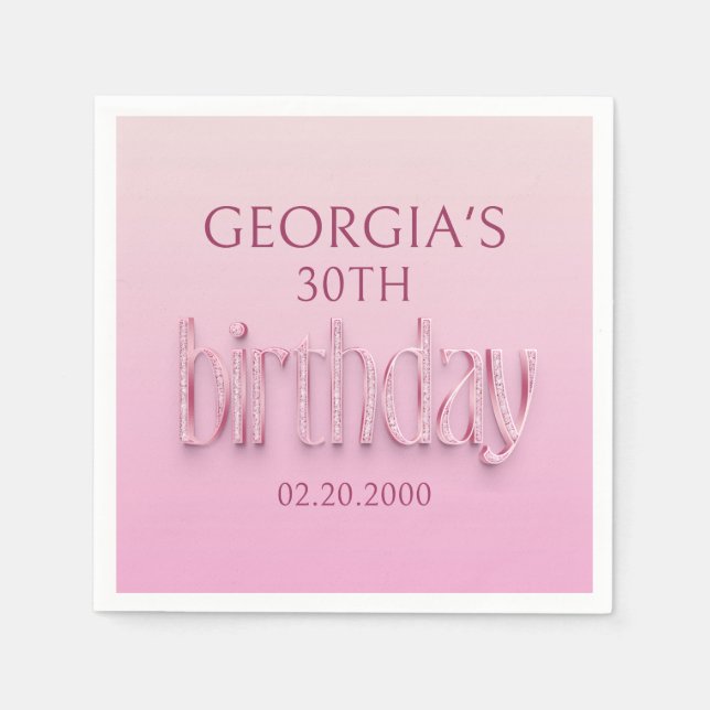 Serviette En Papier Anniversaire des diamants roses (Devant)
