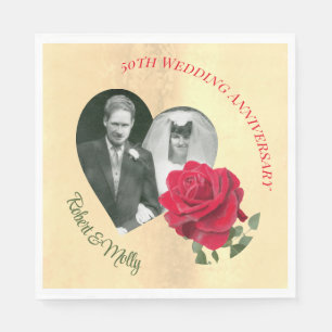 Serviette En Papier Anniversaire des Roses rouges