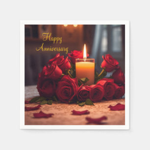 Serviette En Papier Anniversaire des Roses rouges