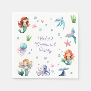 Serviette En Papier Anniversaire des sirènes marines