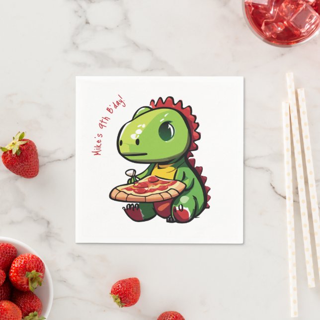 Serviette En Papier Anniversaire Dinosaur (En situation)