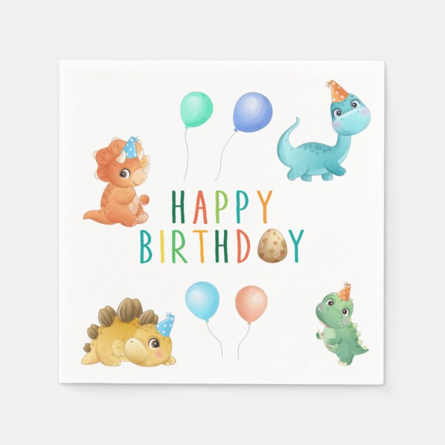 Serviette En Papier Anniversaire Dinosaur (Devant)