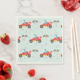 Serviette En Papier Anniversaire Dinosaur course voiture rouge course