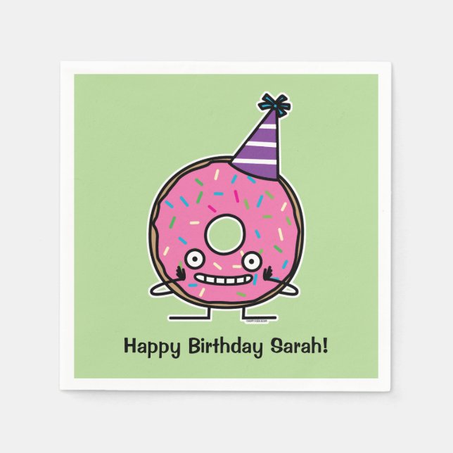 Serviette En Papier Anniversaire Donut rose givrage saupoudrer casquet (Devant)