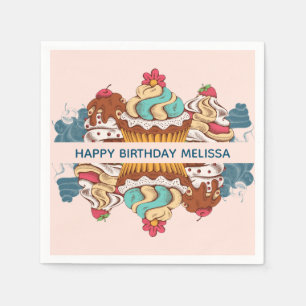 Serviette En Papier Anniversaire doux de dessert de rétros petits