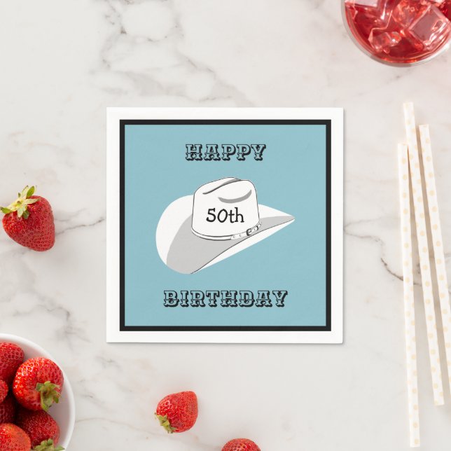 Serviette En Papier Anniversaire du casquette White Cowboy (En situation)