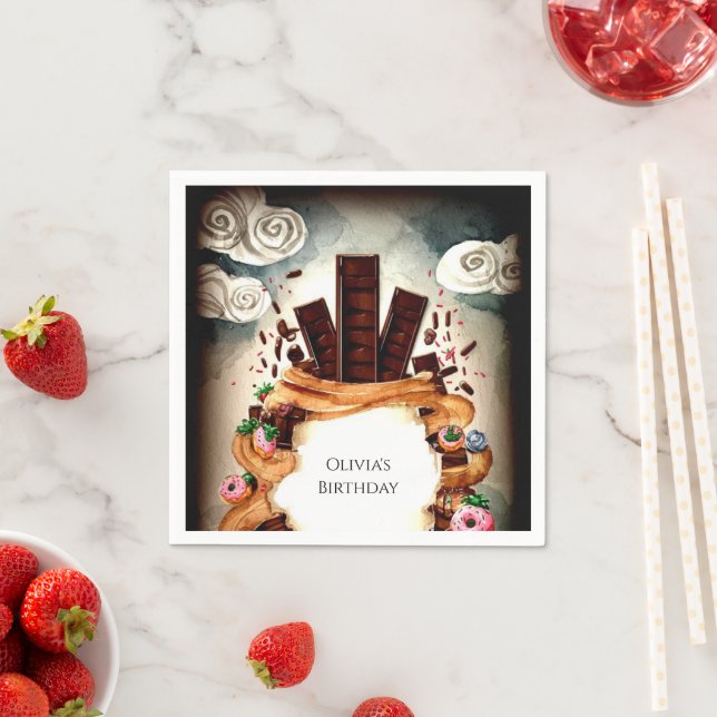 Serviette En Papier Anniversaire du chocolat simple pour enfants (En situation)