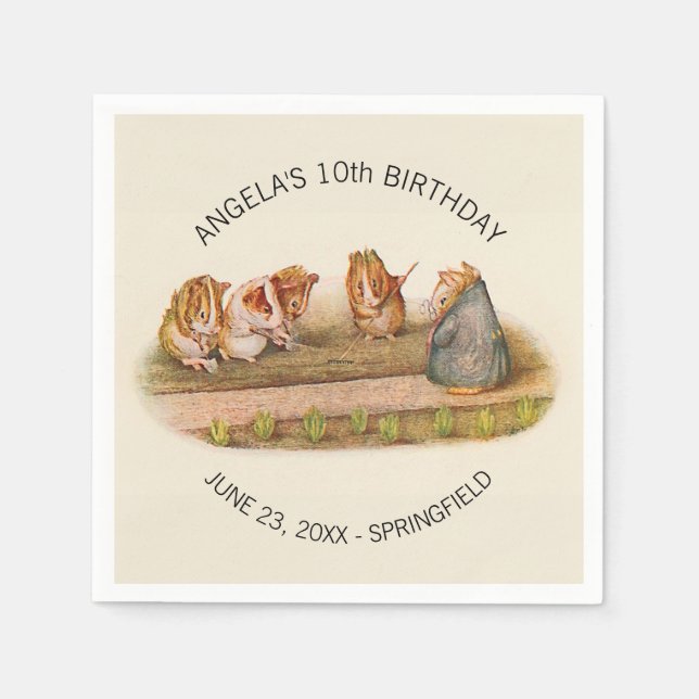 Serviette En Papier Anniversaire du cochon de Guinée (Devant)