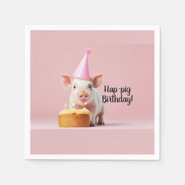 Serviette En Papier Anniversaire du cochon de lait ! (Devant)