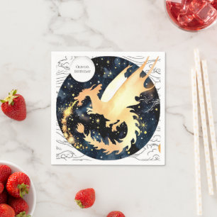 Serviette En Papier Anniversaire du dragon enchanté pour enfants
