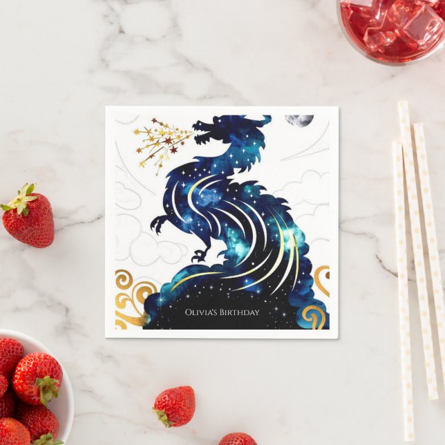 Serviette En Papier Anniversaire du dragon radieux magique (En situation)