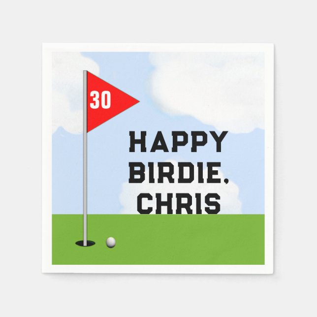 Serviette En Papier Anniversaire du golf personnalisé (Devant)