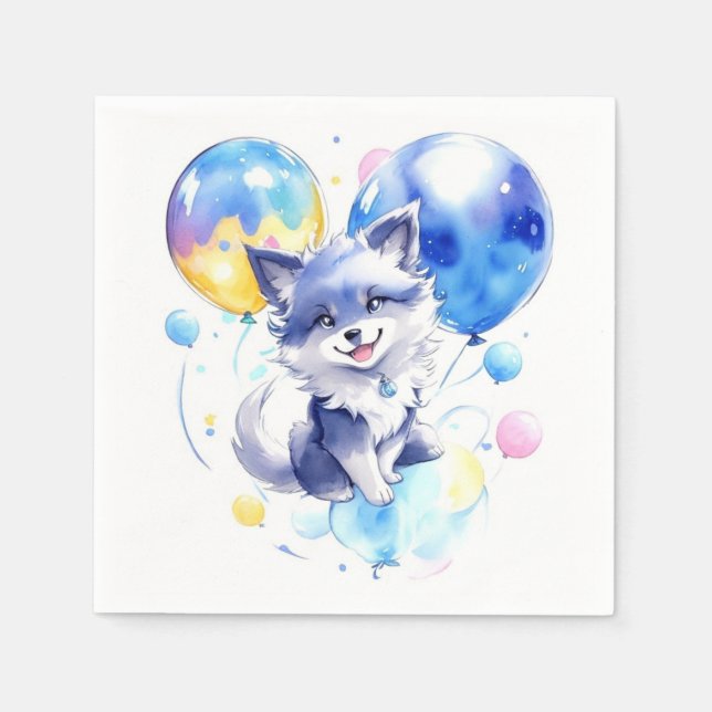 Serviette En Papier Anniversaire du loup (Devant)
