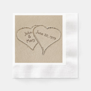 Serviette En Papier Anniversaire du mariage Beach Hearts