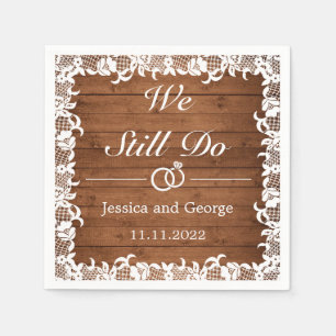 Serviette En Papier Anniversaire du Mariage de dentelle rustique et bo