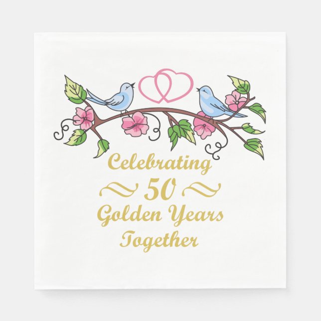 Serviette En Papier Anniversaire du Mariage d'or (Devant)